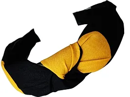 AyA Fashion Broad Yellow Checks Knotted Fabric Hairband | Retro Style Wide Bandana Hair Band for Girls and Women-thumb1