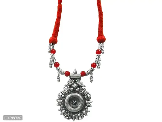 AyA Fashion Red Oxidised German Silver Necklace for Women