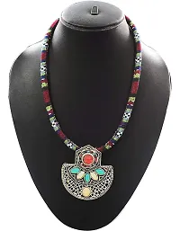 AyA Fashion Multicolor Oxidised German Silver Necklace for Women-thumb2