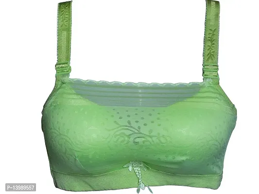 AyA Fashion Women's Poly Cotton Thick Padded Wired Lace Bra (BA0043-75_Green_30B)-thumb0