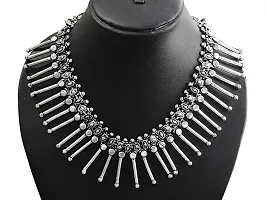 AyA Fashion Designer Oxidised Silver Statement Necklace | for Girls and Women Traditional-thumb1