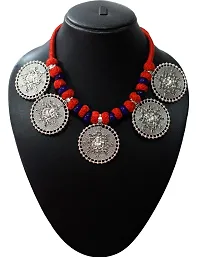 AyA Fashion Red Oxidised German Silver Necklace for Women-thumb2