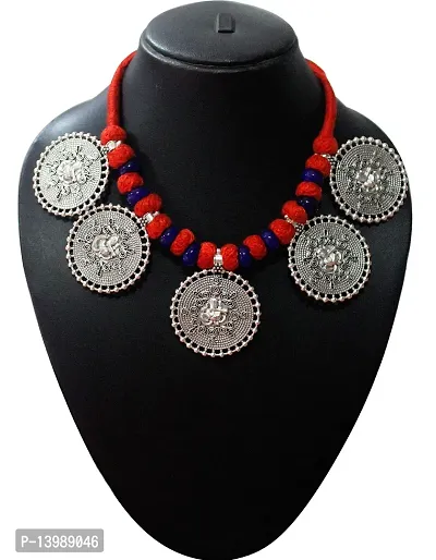 AyA Fashion Red Oxidised German Silver Necklace for Women-thumb3
