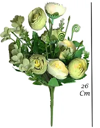 SmileBox Artificial Rose Silk Flowers Bouquet (Green, 8 Roses,2 Buds and Small Flowers)-thumb1