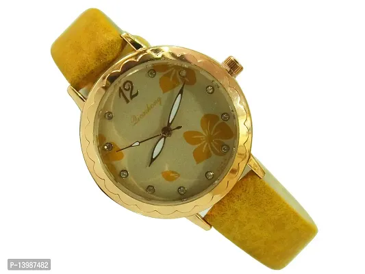 Dicaihong Analogue Dial Stainless Steel Watch with Leather Belt | for Women and Girls-thumb0