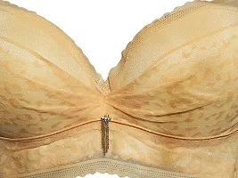 AyA Fashion Women's Poly Cotton Thick Padded Wired Lace Bra (BA0024-85_Peach_34B)-thumb1