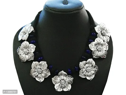 AyA Fashion Black Oxidised German Silver Necklace for Women-thumb2