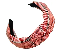 AyA Fashion Broad Knotted Hairband with Check Print | Retro Style Wide Bandana Hair Band for Girls and Women-thumb1