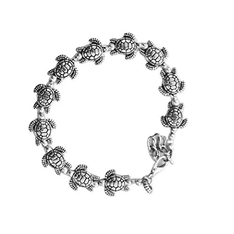 AyA fashion Silver Oxidised German Silver Tortoise Bracelet for Women