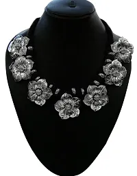 AyA Fashion Black Oxidised German Silver Necklace for Women-thumb2