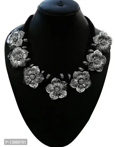AyA Fashion Black Oxidised German Silver Necklace for Women-thumb3