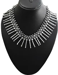 AyA Fashion Designer Oxidised Silver Statement Necklace | for Girls and Women Traditional-thumb2