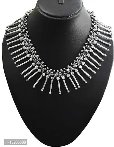 AyA Fashion Designer Oxidised Silver Statement Necklace | for Girls and Women Traditional-thumb3