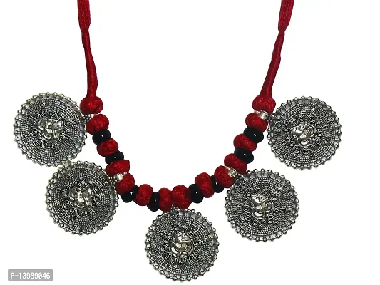 AyA Fashion Red Oxidised German Silver Necklace for Women