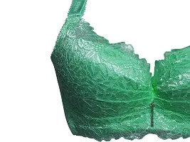 AyA Fashion Women's Poly Cotton Thick Padded Wired Lace Bra-thumb2