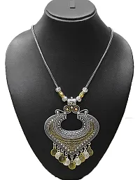 AyA Fashion Silver Oxidised German Silver and Gold Necklace for Women-thumb2