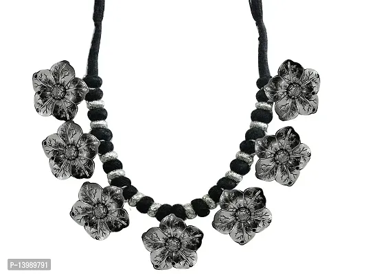 AyA Fashion Black Oxidised German Silver Necklace for Women-thumb0