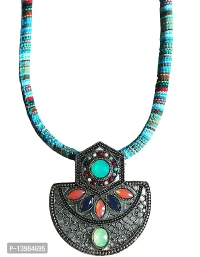 AyA Fashion Multicolor Oxidised German Silver Necklace for Women