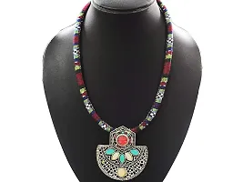 AyA Fashion Multicolor Oxidised German Silver Necklace for Women-thumb1