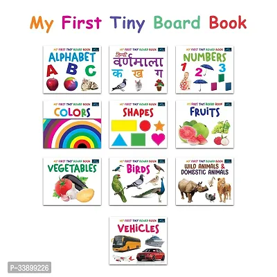 My First Tiny Board Books For Kids- Set Of 10- Alphabet, Birds, Colors, Shapes, Hindi Varnamala, Fruits, Vegetables, Numbers, Wild And Domestic Animals-thumb2