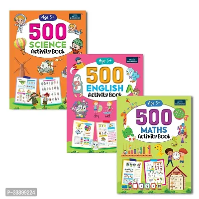 500 Activity Books For Kids- Set Of 3- Maths, English, And Science