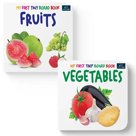 My First Tiny Board Books - Set Of 2 Books - Fruits And Vegetables For Kids Hardcover,