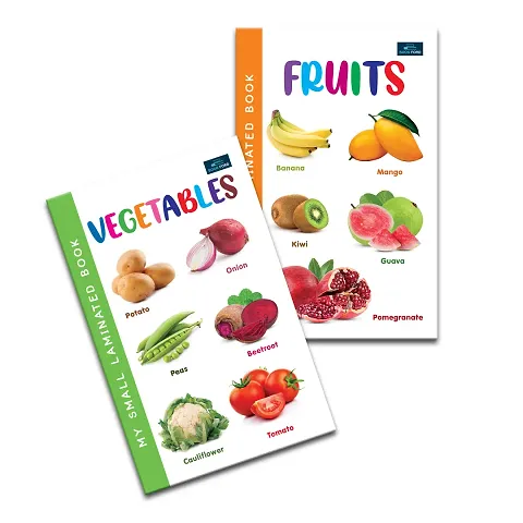 My Small Laminated Books - Set Of 2 Books - Fruits And Vegetables For Kids ,