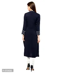 Elegant Navy Blue Printed Crepe Straight Kurti-thumb1