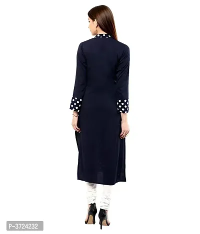 Elegant Navy Blue Printed Crepe Straight Kurti-thumb2