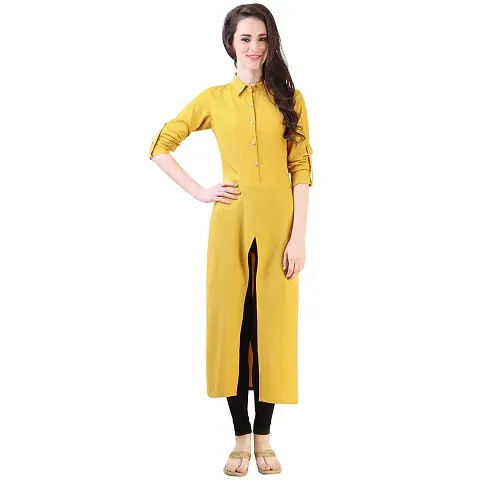 Elegant Solid Crepe Straight Kurti