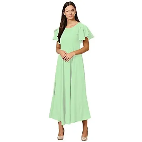 AROHA Women's Crepe A-Line Maxi Dress