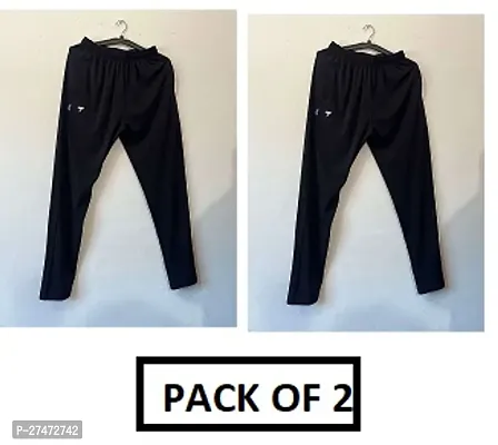 Comfortable Black Polyester Blend Regular Track Pants For Men Pack Of 2-thumb0