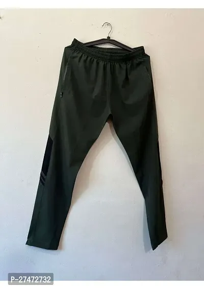 Comfortable Green Polyester Blend Regular Track Pants For Men