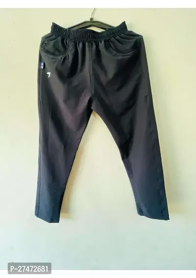 Comfortable Black Polyester Blend Regular Track Pants For Men