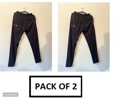 Comfortable Black Polyester Blend Regular Track Pants For Men Pack Of 2