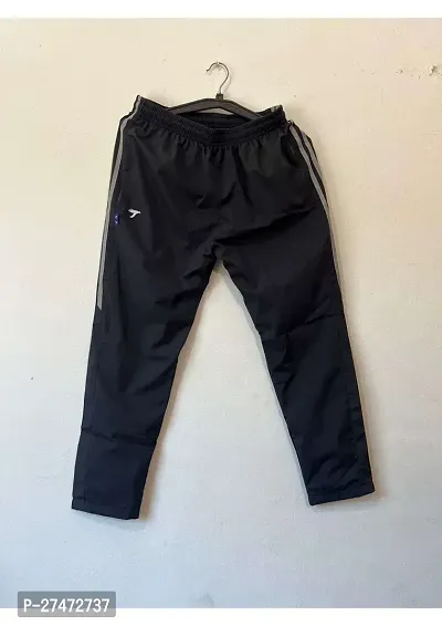 Comfortable Black Polyester Blend Regular Track Pants For Men