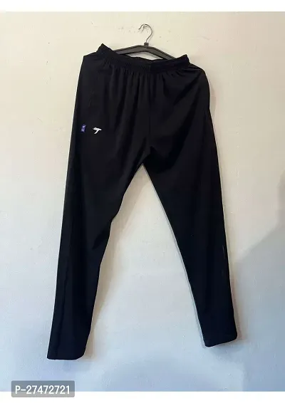 Comfortable Black Polyester Blend Regular Track Pants For Men-thumb0
