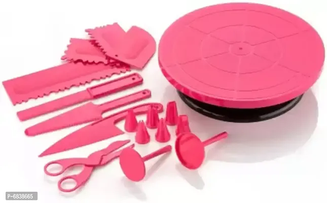 Fancy 17 Pieces Pink All In One Plastic Cake Decoration Tools Combo