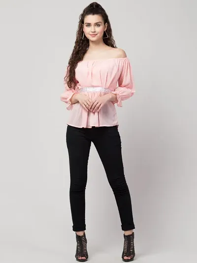 Trendy Chiffon off-shoulder Top