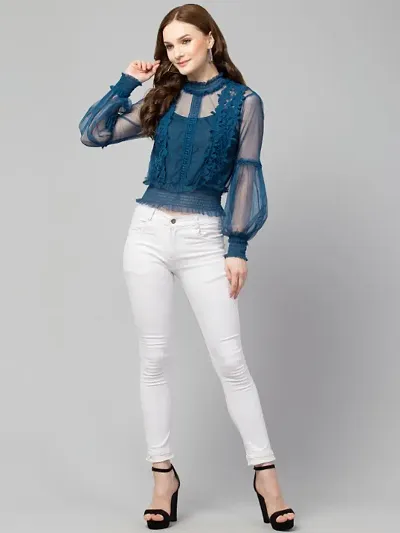 Trendy Lace Net Top