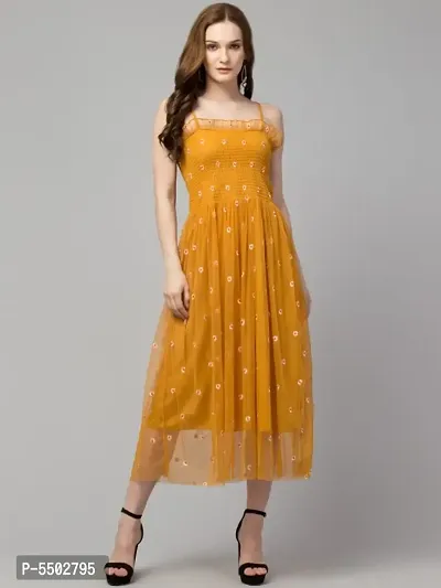 Trendy Embroidered Daisy Floral Mesh DresS-thumb0