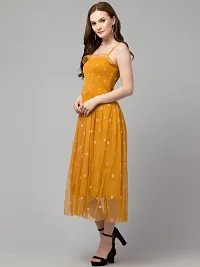 Trendy Embroidered Daisy Floral Mesh DresS-thumb1