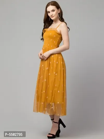 Trendy Embroidered Daisy Floral Mesh DresS-thumb2