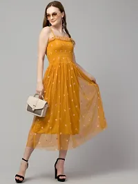 Trendy Embroidered Daisy Floral Mesh DresS-thumb3