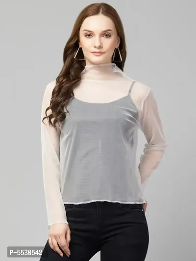 Trendy High Neck Mesh Top