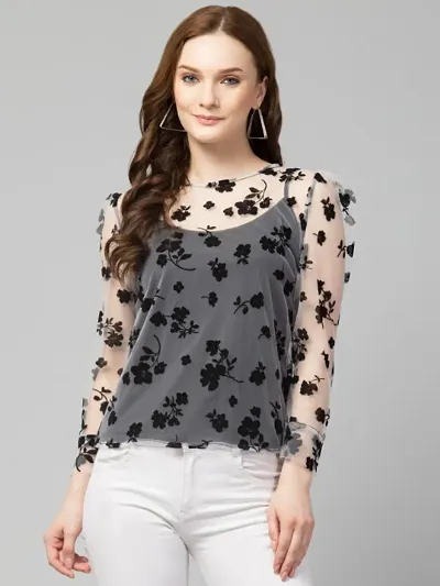 Trendy Net Full Sleeve Top