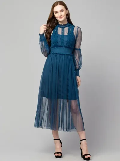 Fancy Net Midi Dress for Women