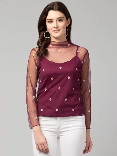 Trendy Net Full Sleeve Top