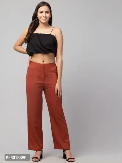 Women Solid Straight Palazzo Trousers-thumb0