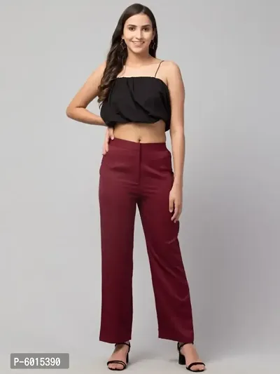 Women Solid Straight Palazzo Trousers-thumb0